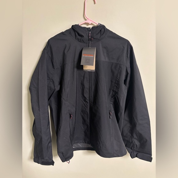 Hawke & Co Hooded Performance Jacket Mens Medium Rain Water Resistant New Black - Picture 1 of 8